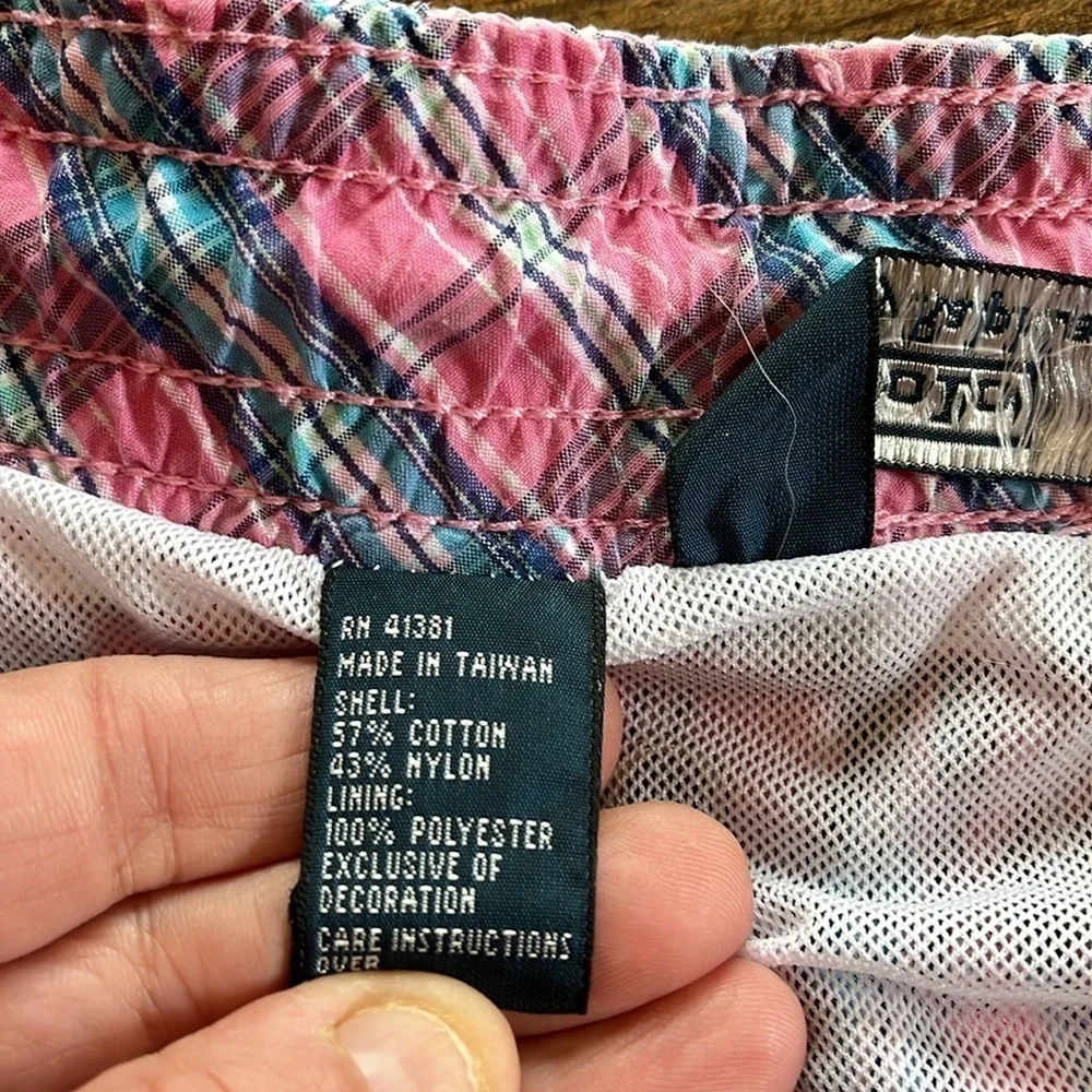 Polo Ralph Lauren Mesh Lined Elastic Waist Swim Bottom Pink Plaid Mens XXL